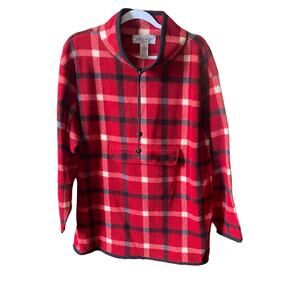 Vintage Plaid Fleece Pullover Sweater Jones Wear Sport Womens Size Medium